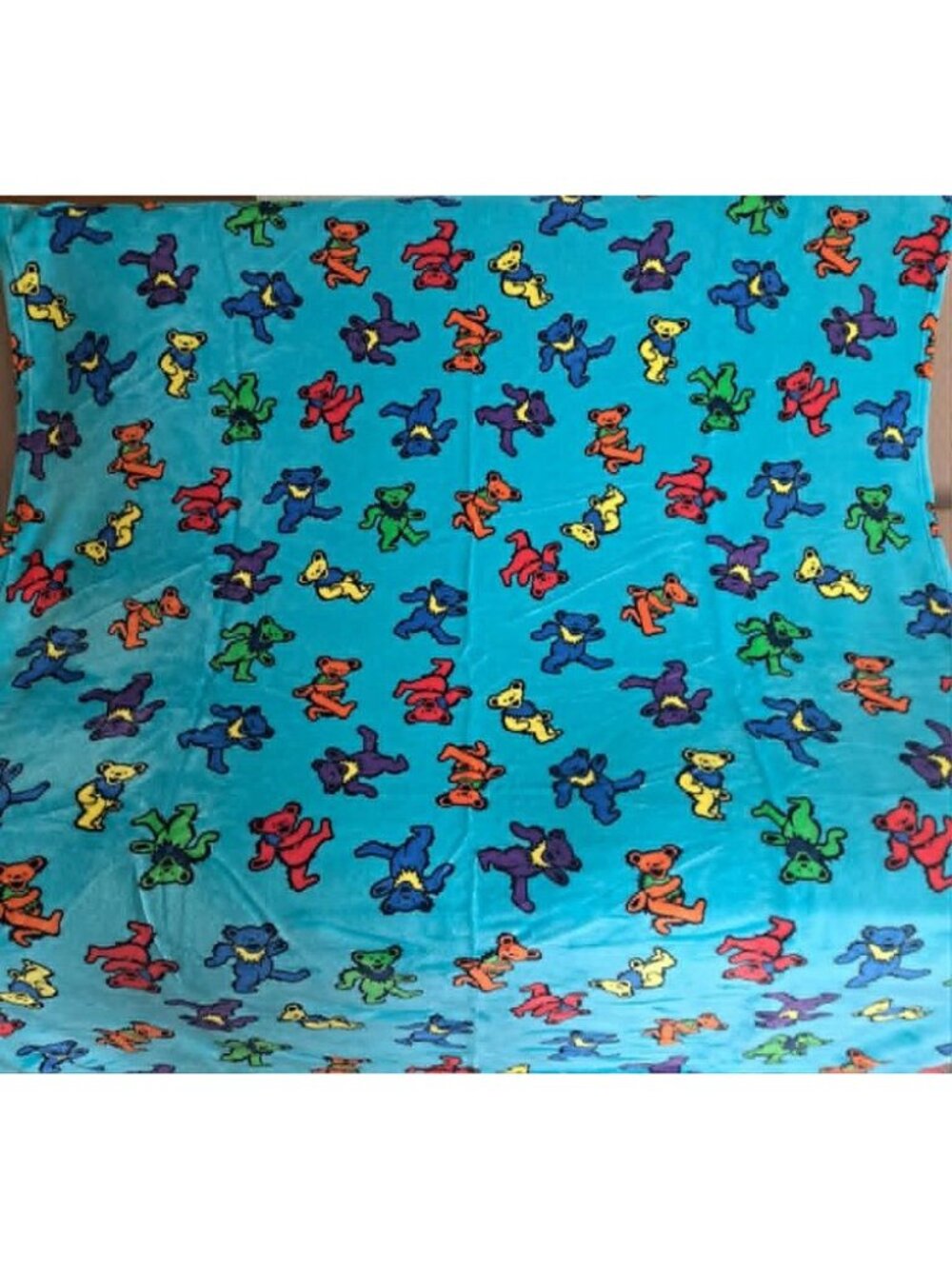 Dancing Bears Blue Plush Throw Gift Blanket Fleece Grateful Dead Soft Concert - Picture 2 of 4